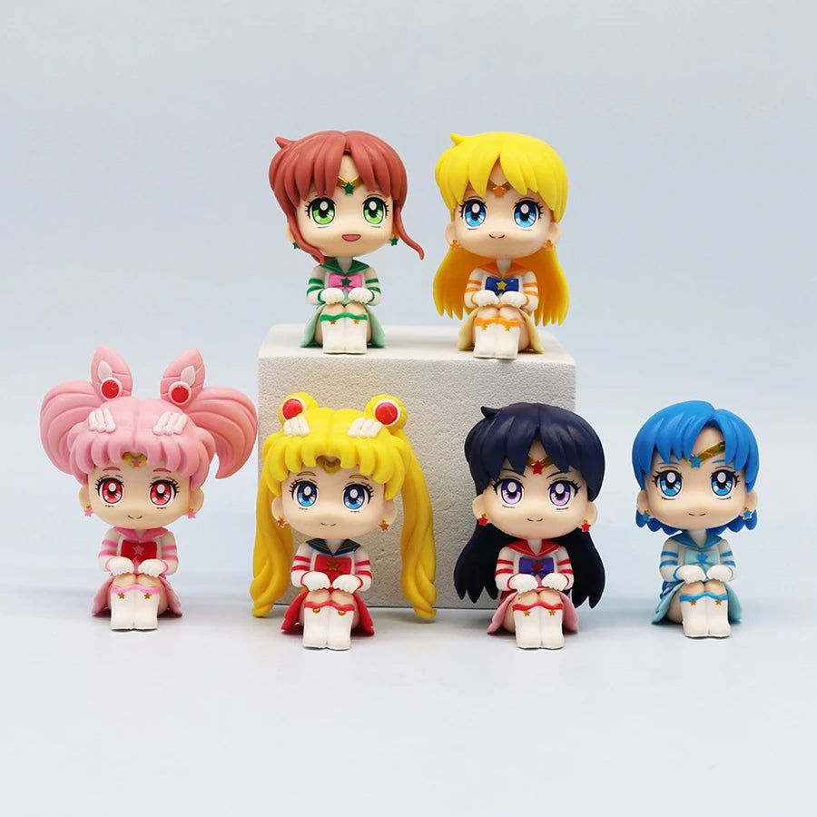 7cm Sailor Moon Anime Figure Tsukino Usagi/Chibiusa/Kino Makoto Action Figure Sailor Mars Jupiter Mercury Venus Figurine Kid Toy