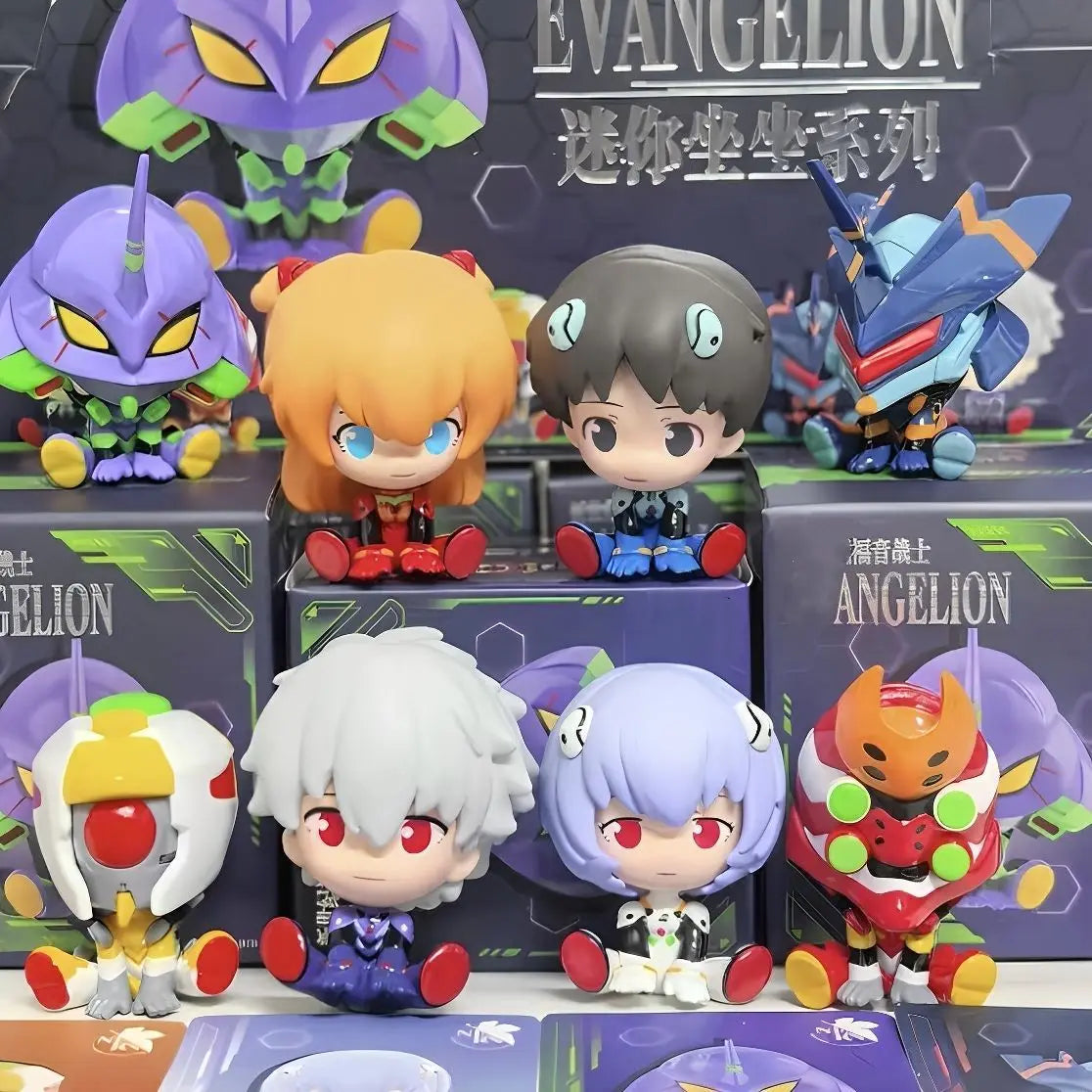 Original EVA Neon Genesis Evangelion Cute Mini Sit New Century Evangelion Anime Figure  Model Ornament Desk Decor Toys Gifts