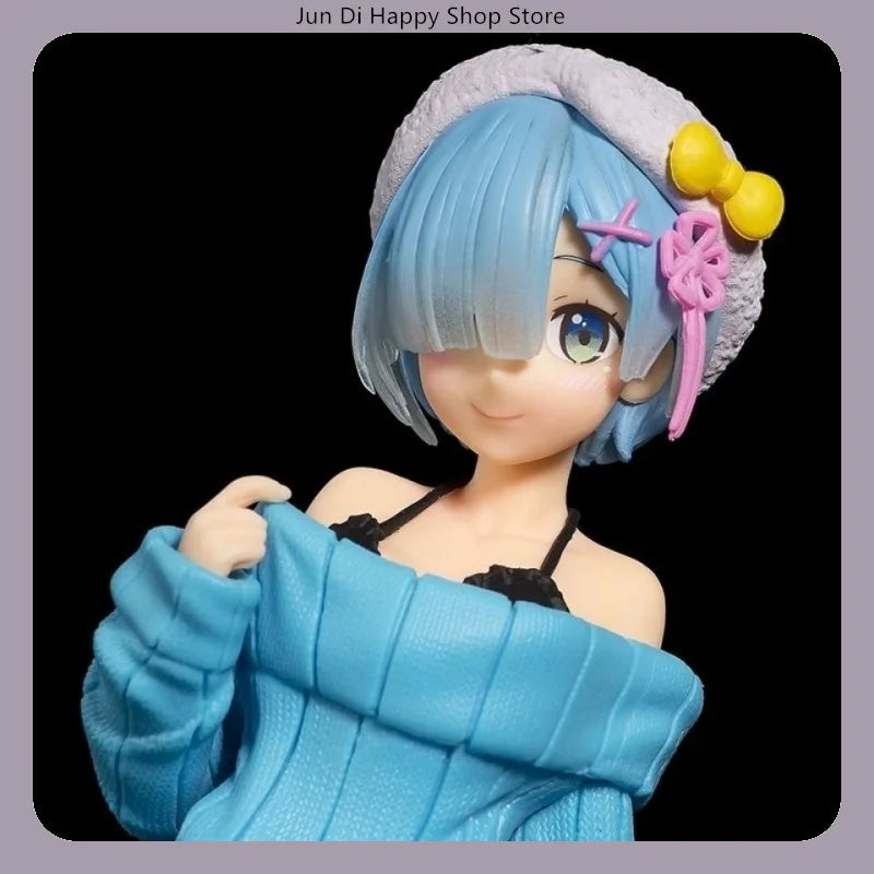 23cm Re:Zero Rem Figure Sweater Standing Cute Anime Model Desktop ornaments Can Be Collected Birthday Gift