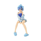 14CM Anime Re:Life In A Different World From Zero Figure Ram And Rem Pajamas Instant Noodles Press Sitting Position Anime Model
