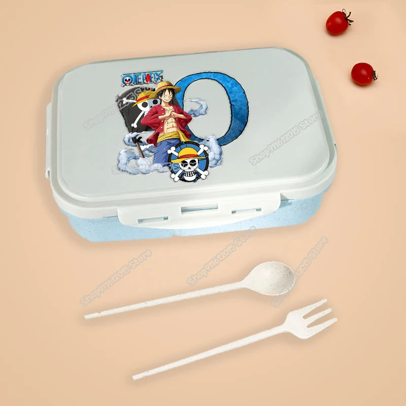 One Piece Luffy Letter Lunch Box Portable Kids Separated Bento Box Anime Cartoon Leakproof Food Container Microwave Dinnerware
