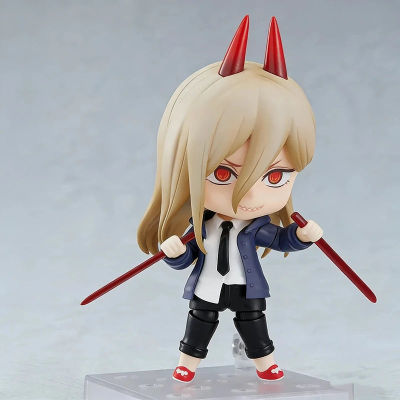 10cm Chainsaw Man Power Q Version Nendoroid Action Figure Interchangeable Face Anime Figure PVC Model Toy With Stand Decor Gift
