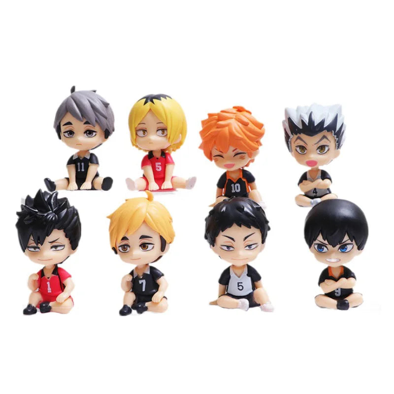 1Set Anime Haikyuu Figure Toys Q version Kenma Kozume Shoyo Hinata Kotaru Bokuto Yu Nishinoya Model Toy Gift Action Figure PVC