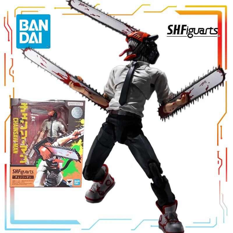 Authentic Straight Hair Bandai Original SHF Action Figure Chainsaw Man Anime Action Figure Model Toys Model Boys' Holiday Gifts