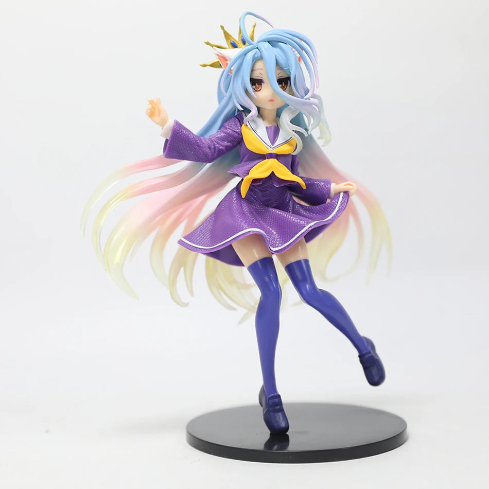 19cm Anime No Game No Life Figure Shiro Figure Cat Ear School Uniform Ver Toy Gift Aciton Figure PVC Collection Ornament Model