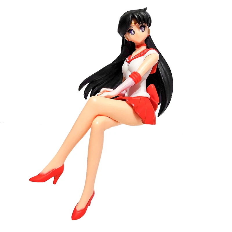 13.5cm Anime Sailor Moon Model Hino Rei Car Accessories Collection PVC Doll Sailor Mars Jupiter Mercury Venus Figures Toys Gifts