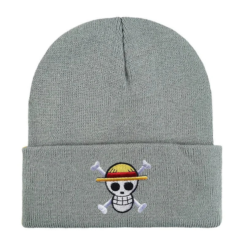 New ONE PIECE Beanies Women Autumn Winter Warm Hat Anime Luffy Cosplay Skull Embroidery Caps for Men Knitted Unisex Bonnet Gifts