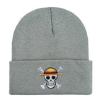 New ONE PIECE Beanies Women Autumn Winter Warm Hat Anime Luffy Cosplay Skull Embroidery Caps for Men Knitted Unisex Bonnet Gifts
