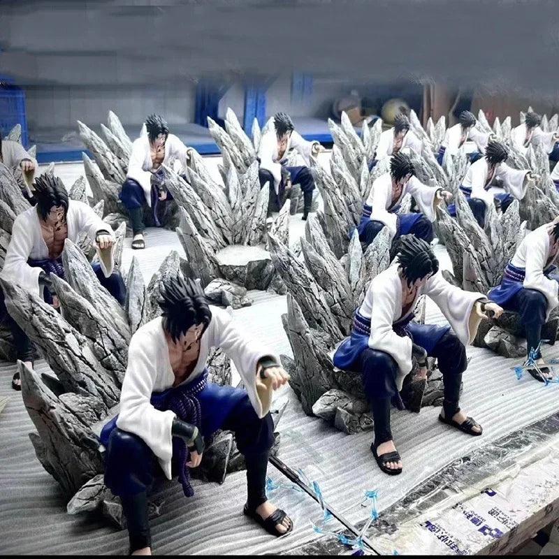 18cm NARUTO Uchiha Sasuke Mantra Seal Action Figure Sitting Pose Pvc Model Statue Collection Decoration Toys Gift Ornaments