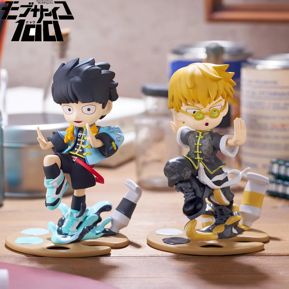 In Stock Original Mob Psycho 100 Anime Figures Gk Reigen Arataka Q Edition Kawaii Model Doll Desktop Ornaments Collectible Toy