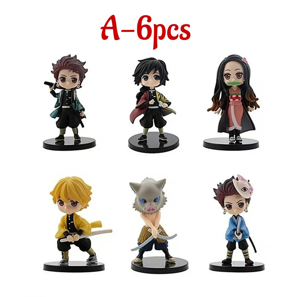Q Posket Figure Wholesale Demon Slayer Mini Figurine 5Pcs 10Pcs 12Pcs 15Pcs Sets Kimetsu No Yaiba Small PVC Dolls Desktop Decora
