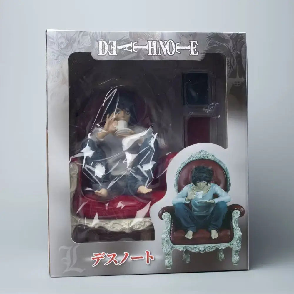 Hot In Stock Full Painted Death Note L. Lawliet Squatting Sofa Figurine Model Death Note Figure Character Anime Toy Random