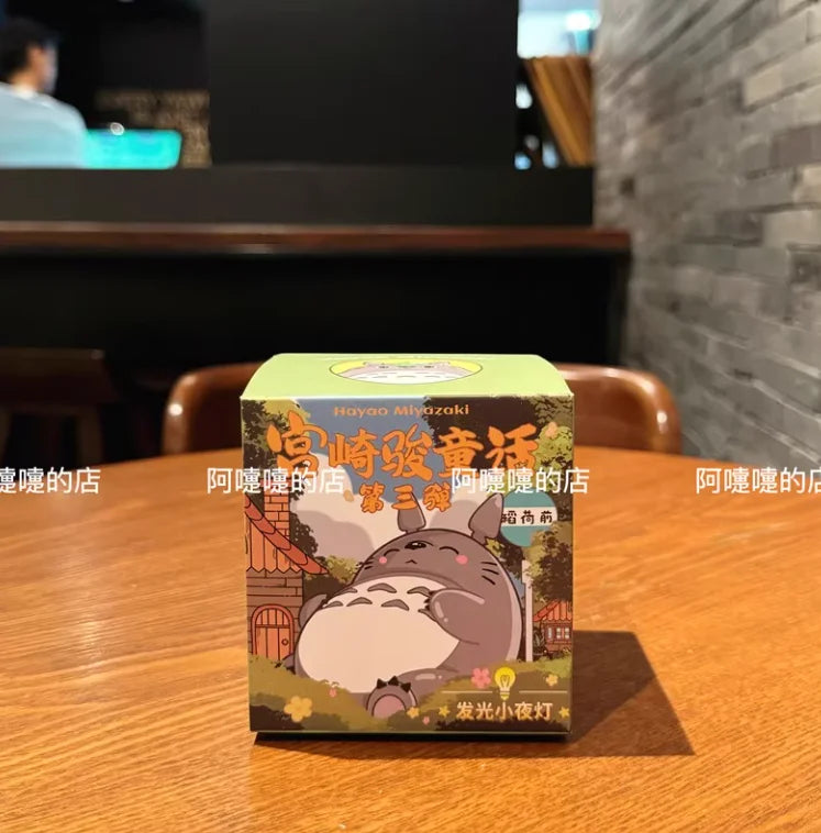 Totoro Blind Box Anime Figure By Miyazaki Wind Elf Glowing Night Light Mystery Box Decor Birthday Gift Collectible Kid Toy