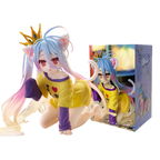 NO GAME NO LIFE 13cm White Action Figure Cat Ear T-shirt Ver. Figurine Collection Model Toy Kawaii Doll Desktop Decoration Gift