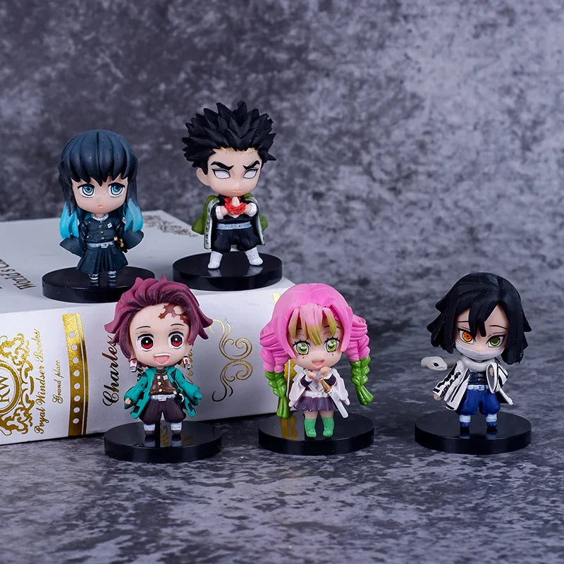 Anime Demon Slayer Tanjiro Figure Kimetsu No Yaiba Statue Rengoku Shinobu Giyuu Action Figurine Desk Decoration Room Accessories