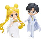 Original Bandai Qposket Sailor Moon Tsukino Usagi Chiba Mamoru Action Figure Wedding Dress Ver Figurine Pvc Statue Doll Toys