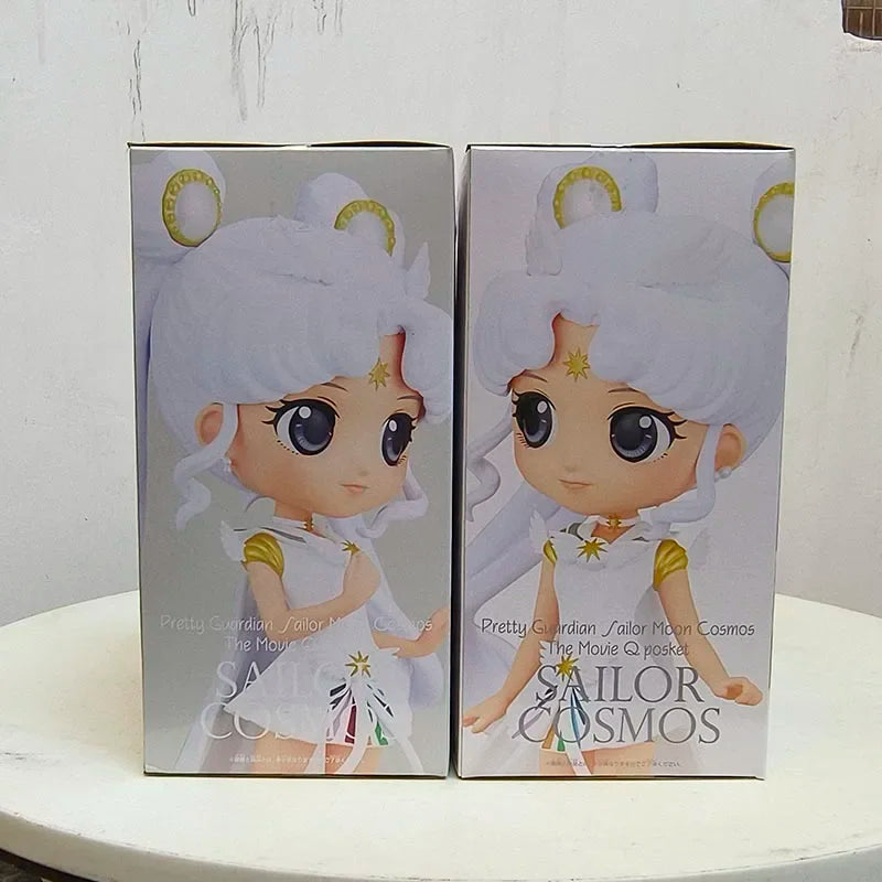 Original Bandai Sailor Moon Figure Q Posket Tsukino Usagi Cosmos Princess Ver Collection Customization Model Action Figurine