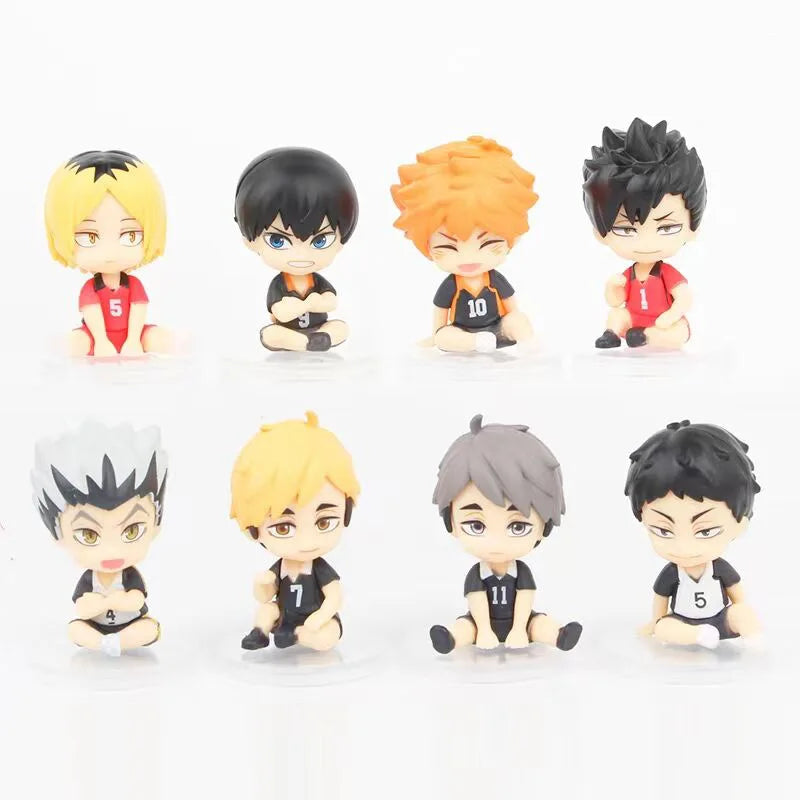 1Set Anime Haikyuu Figure Toys Q version Kenma Kozume Shoyo Hinata Kotaru Bokuto Yu Nishinoya Model Toy Gift Action Figure PVC