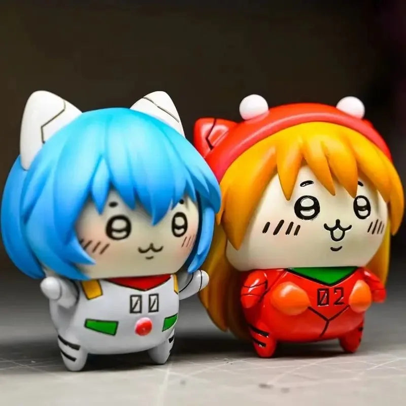 Evangelion Ayanami Rei Asuka Action Figures Usagi Hachiware Anime Model Figures Cartoon Creative Desktop Ornaments Toys Gift