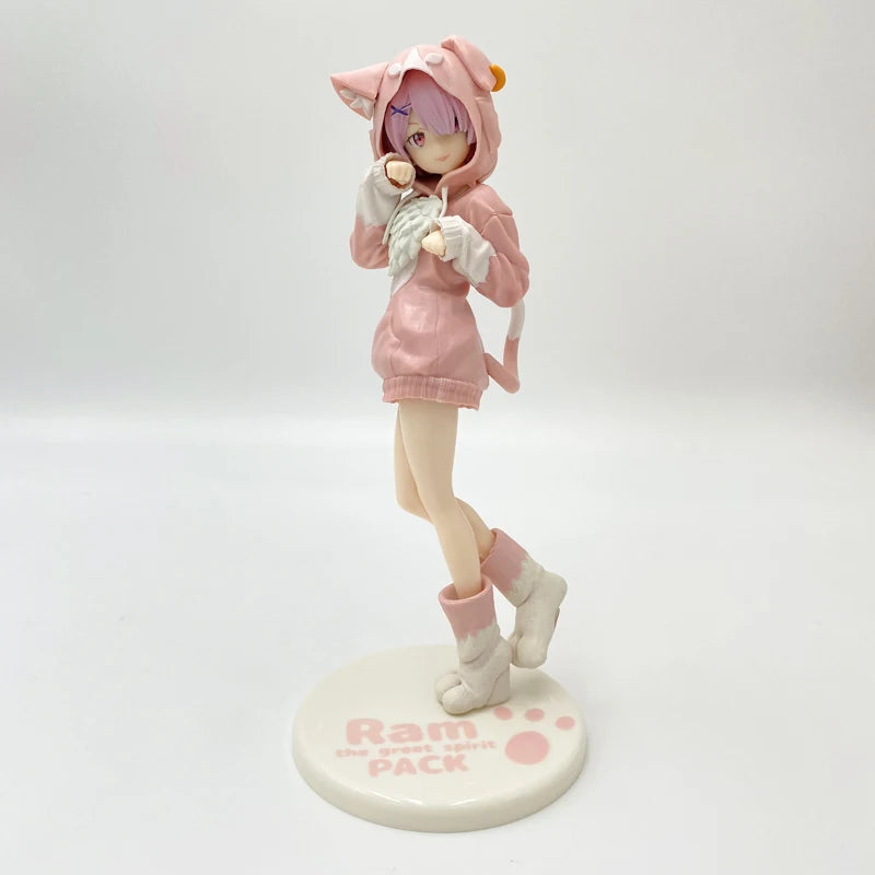 @ 22cm Re:ZERO Starting Life in Another World Ram/Rem Anime Girl Figure Fluffy Pack Ram/Rem Action Figure Adult Model Toys Gifts