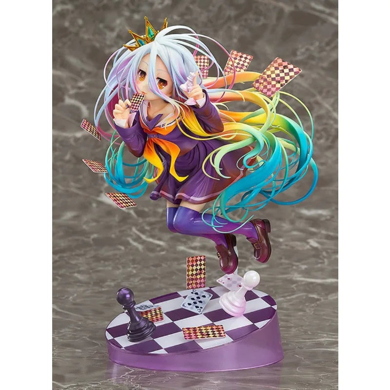 No Game No Life Shiro Figure 28cm PVC Anime Model Toy - Kamiya Yuu Artwork Collection Standing Poker Gift