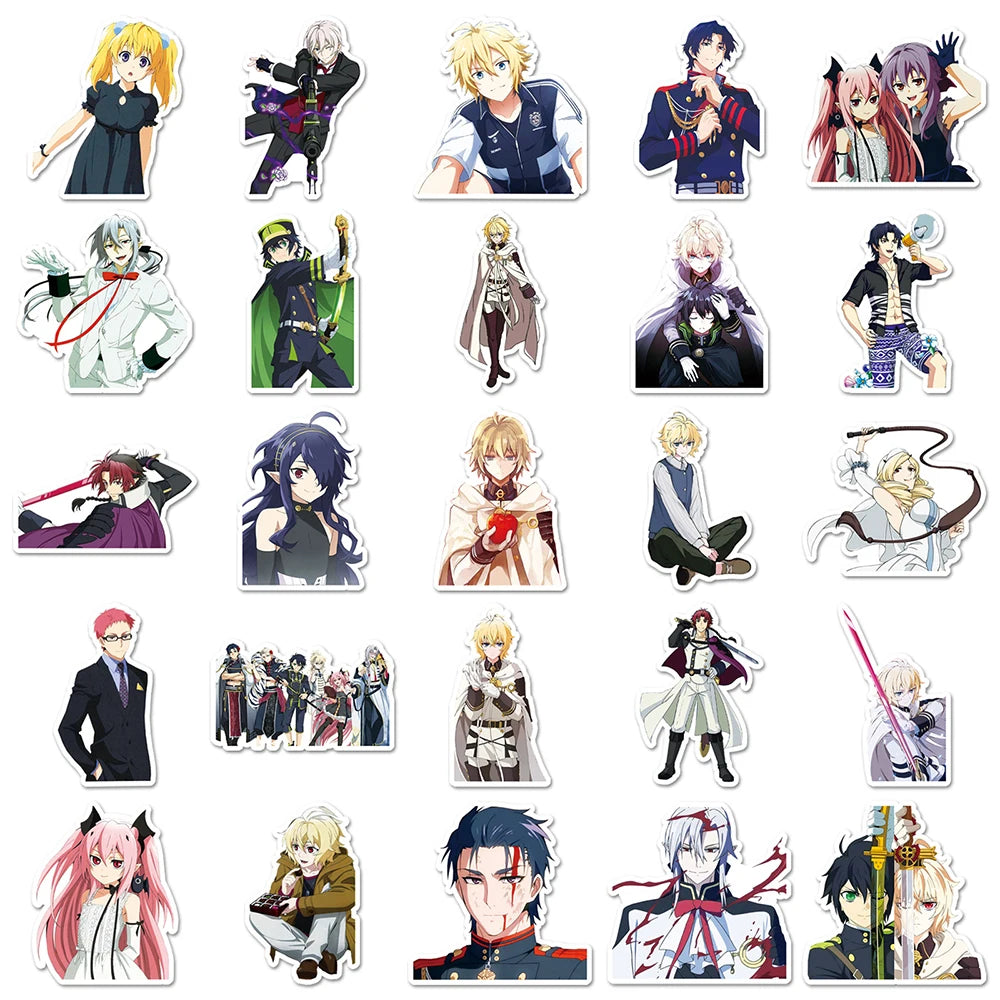10/30/50pcs Seraph of the End Cartoon Stickers Cool Anime Decals Graffiti Notebook Guitar Phone Car Waterproof Kids Toys Sticker