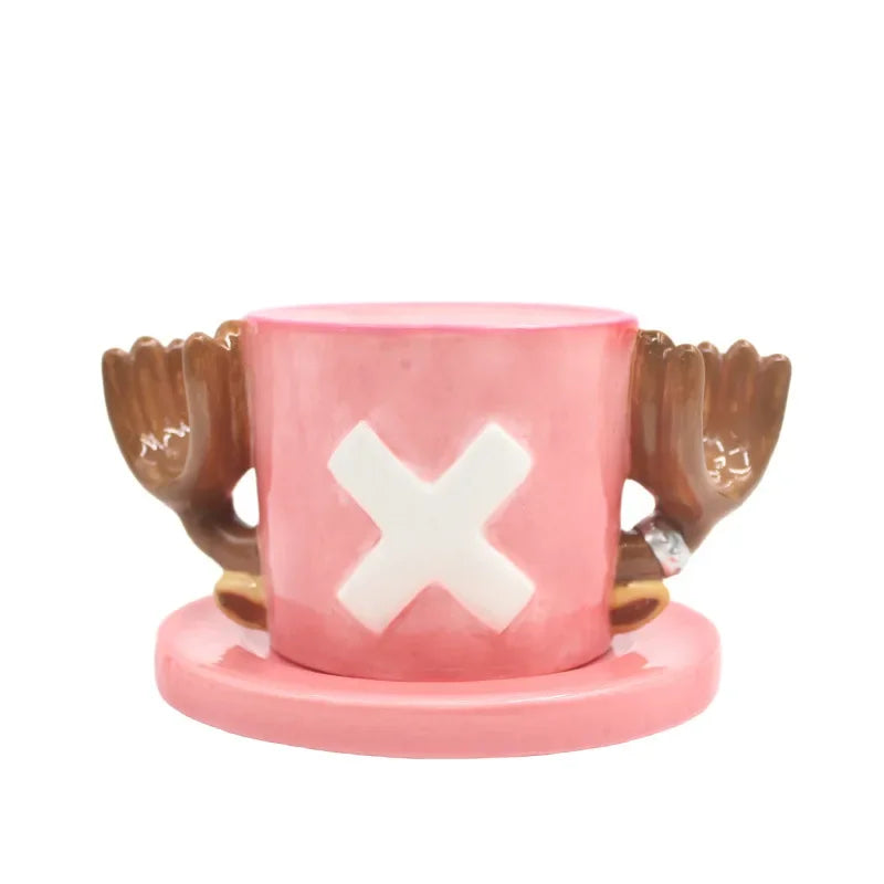 Anime One Piece Cosplay Ceramics Mug Water Cup Creative Luffy Ace Sabo Three Brothers Hat Shaped Coffee Milk Cup Ornament Gifts