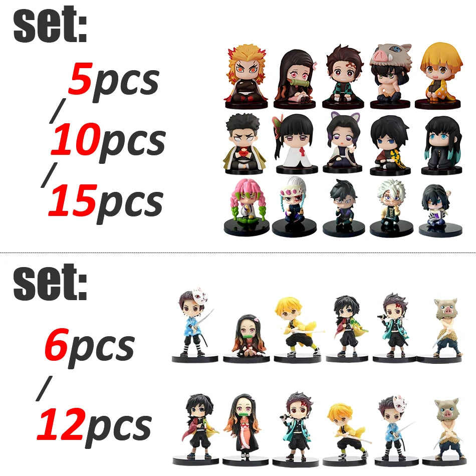 Q Posket Figure Wholesale Demon Slayer Mini Figurine 5Pcs 10Pcs 12Pcs 15Pcs Sets Kimetsu No Yaiba Small PVC Dolls Desktop Decora