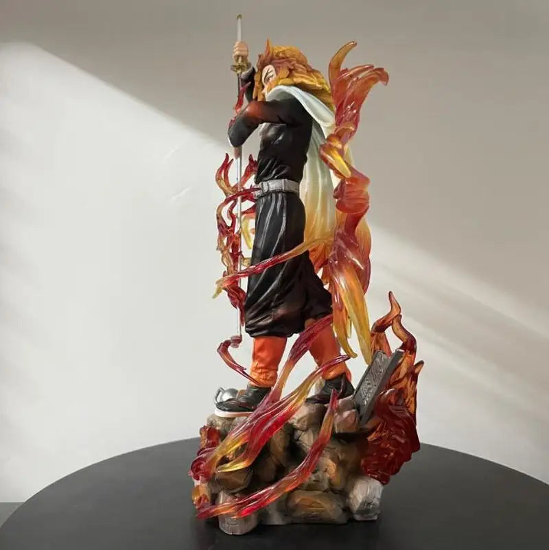 Demon Slayer Gk Flame 30cm Hashira Kyojuro Rengoku Drawing Sword Anime Figure Statue Model Desktop Computer Case Decoration Toy