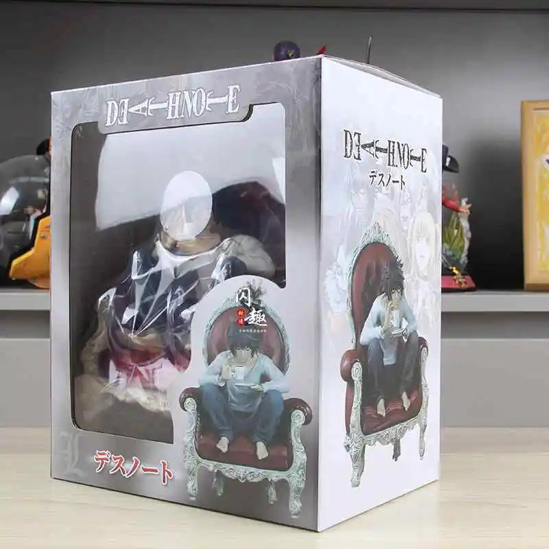 Hot In Stock Full Painted Death Note L. Lawliet Squatting Sofa Figurine Model Death Note Figure Character Anime Toy Random