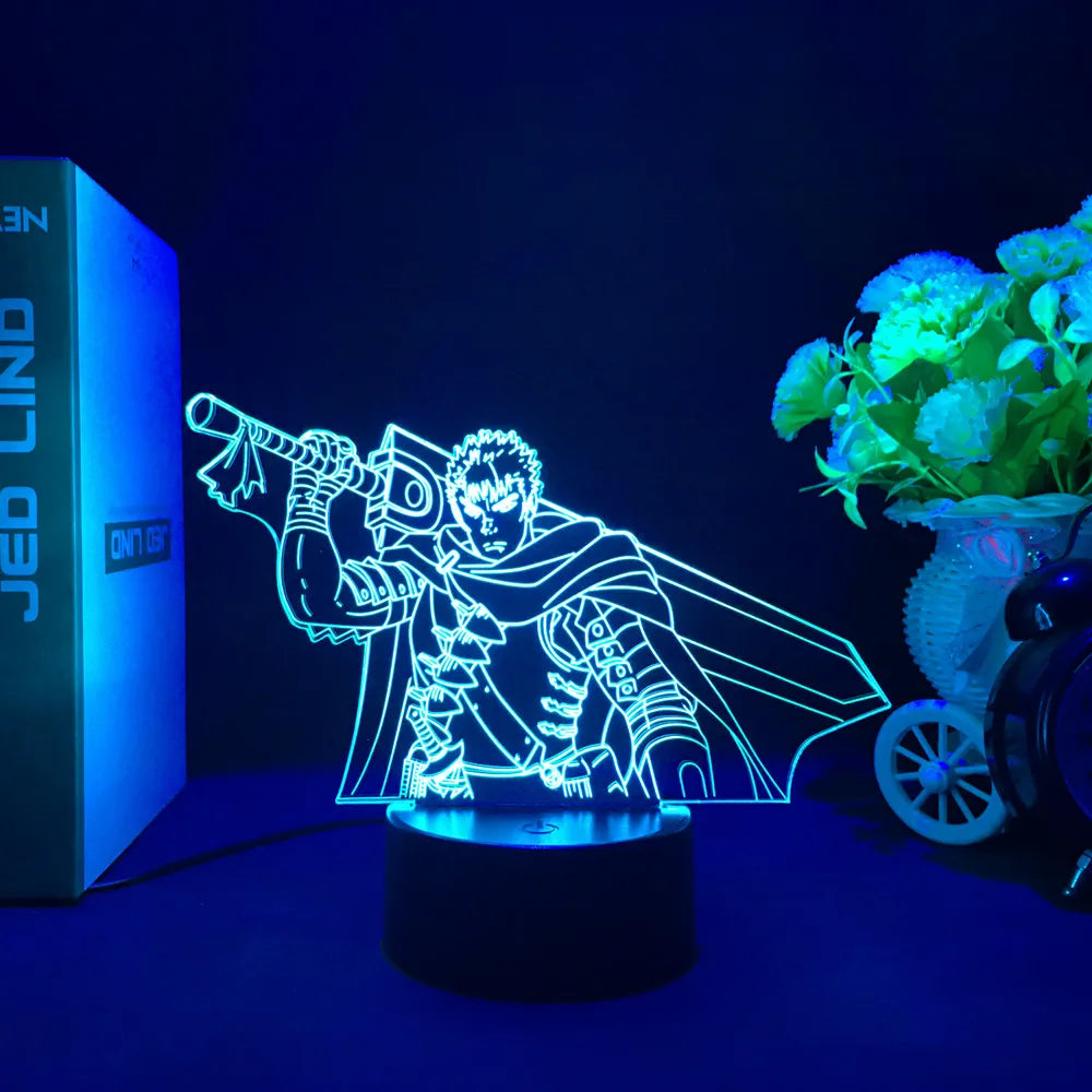Anime Led Night Light Berserk Guts Acrylic Stand for Bedroom Decor Gift Colorful Action Figure Manga 3d Lamp