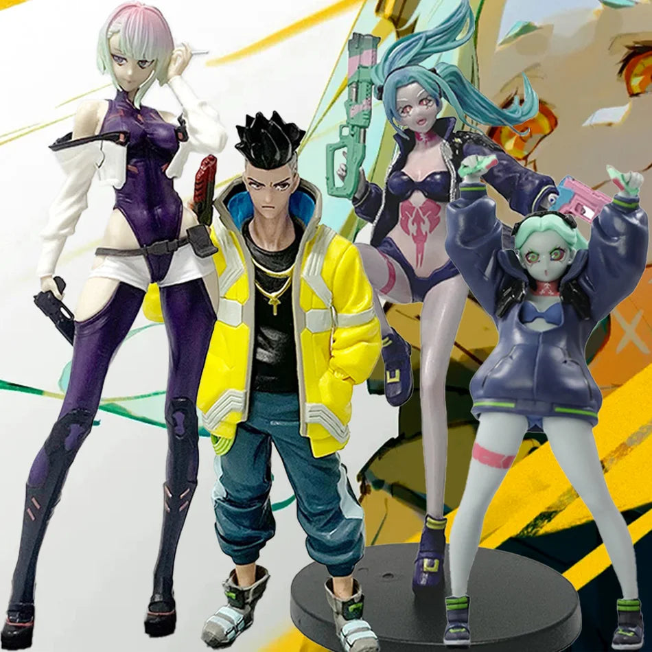 Four Anime Figure Cyberpunk Lucy Rebecca David Martinez Johnny Silverhand Action Figure Toys