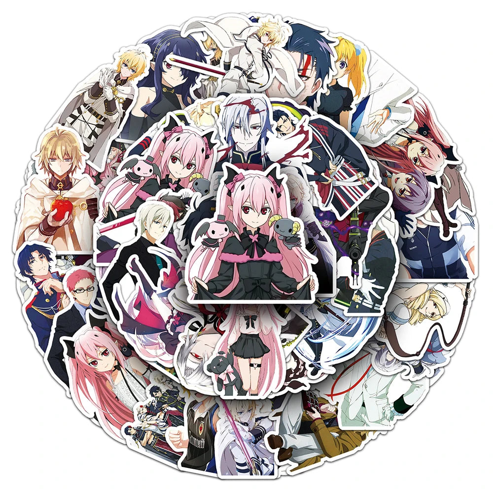 10/30/50pcs Seraph of the End Cartoon Stickers Cool Anime Decals Graffiti Notebook Guitar Phone Car Waterproof Kids Toys Sticker
