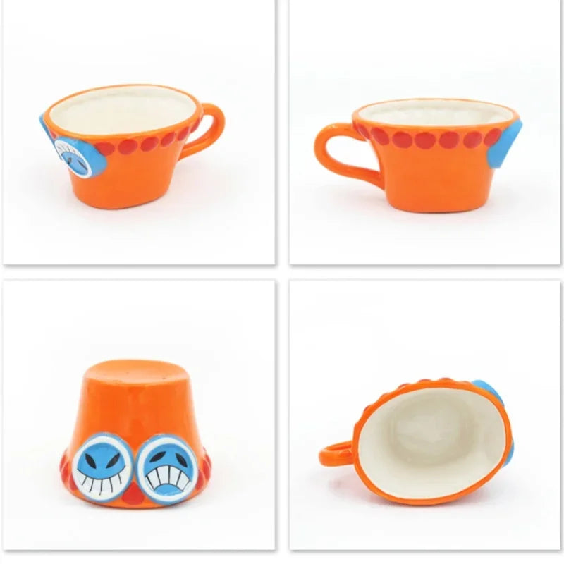 Anime One Piece Cosplay Ceramics Mug Water Cup Creative Luffy Ace Sabo Three Brothers Hat Shaped Coffee Milk Cup Ornament Gifts