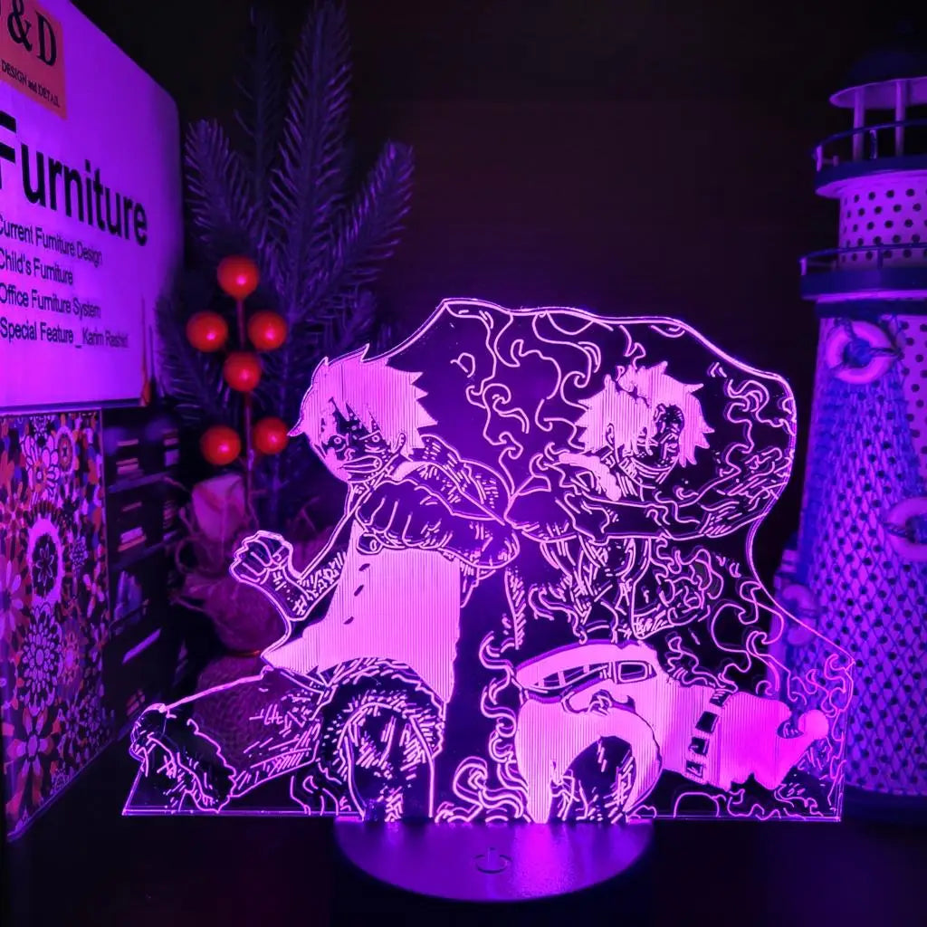 One Piece Zoro Luffy Nami Anime Night Lights Action Figure 3D LED Color Changing Toys Doll Usopp Sanji Chopper Hancock Xmas Gift