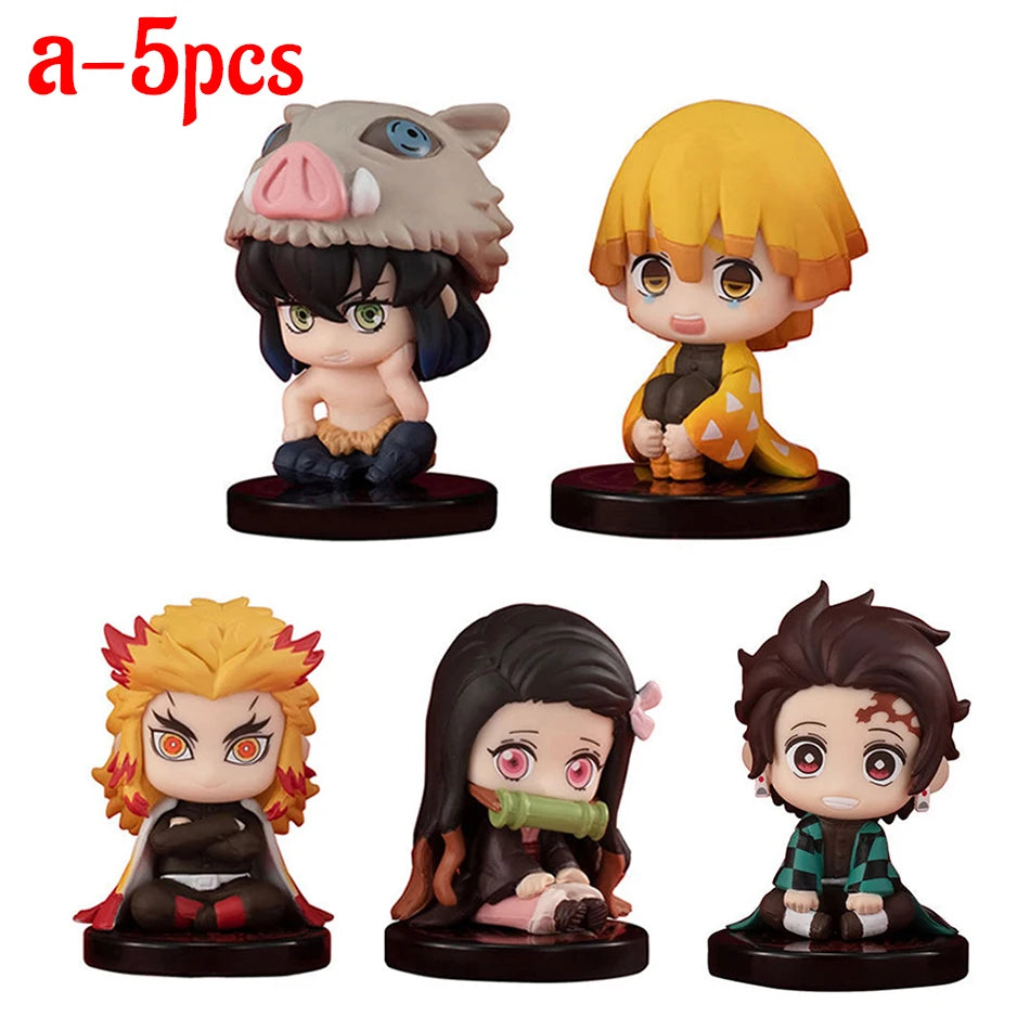 Q Posket Figure Wholesale Demon Slayer Mini Figurine 5Pcs 10Pcs 12Pcs 15Pcs Sets Kimetsu No Yaiba Small PVC Dolls Desktop Decora