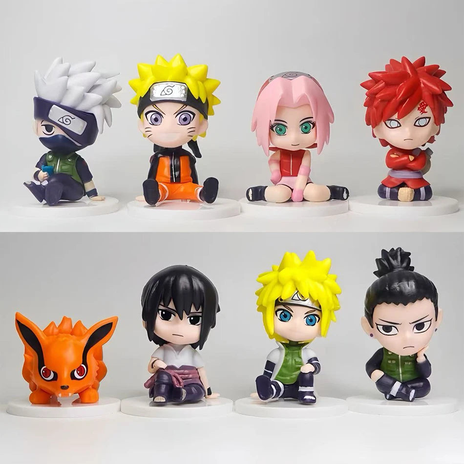 8pcs Set Anime Naruto Figure Kakashi Sasuke Uchiha Itachi Gaara Haruno Sakura Action Figural Q Version PVC Model Kids Toys Gift