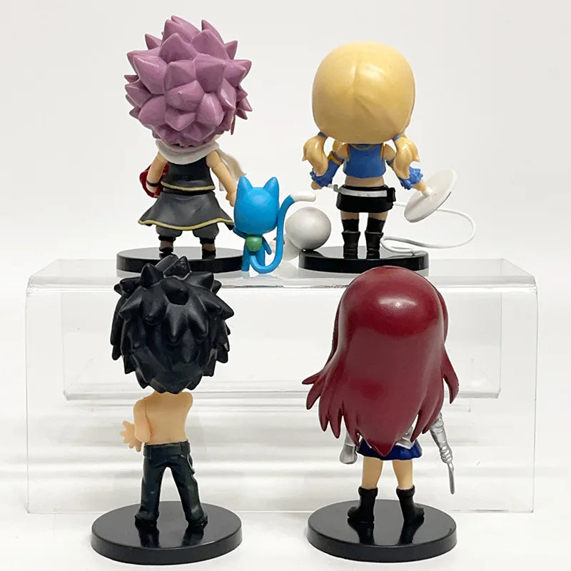 4pcs Set FAIRY TAIL Action Figure 10cm Lucy Natsu Dragion Gurei Soruju Gray Surge Cana Alberona PVC Model Anime Desk Decor