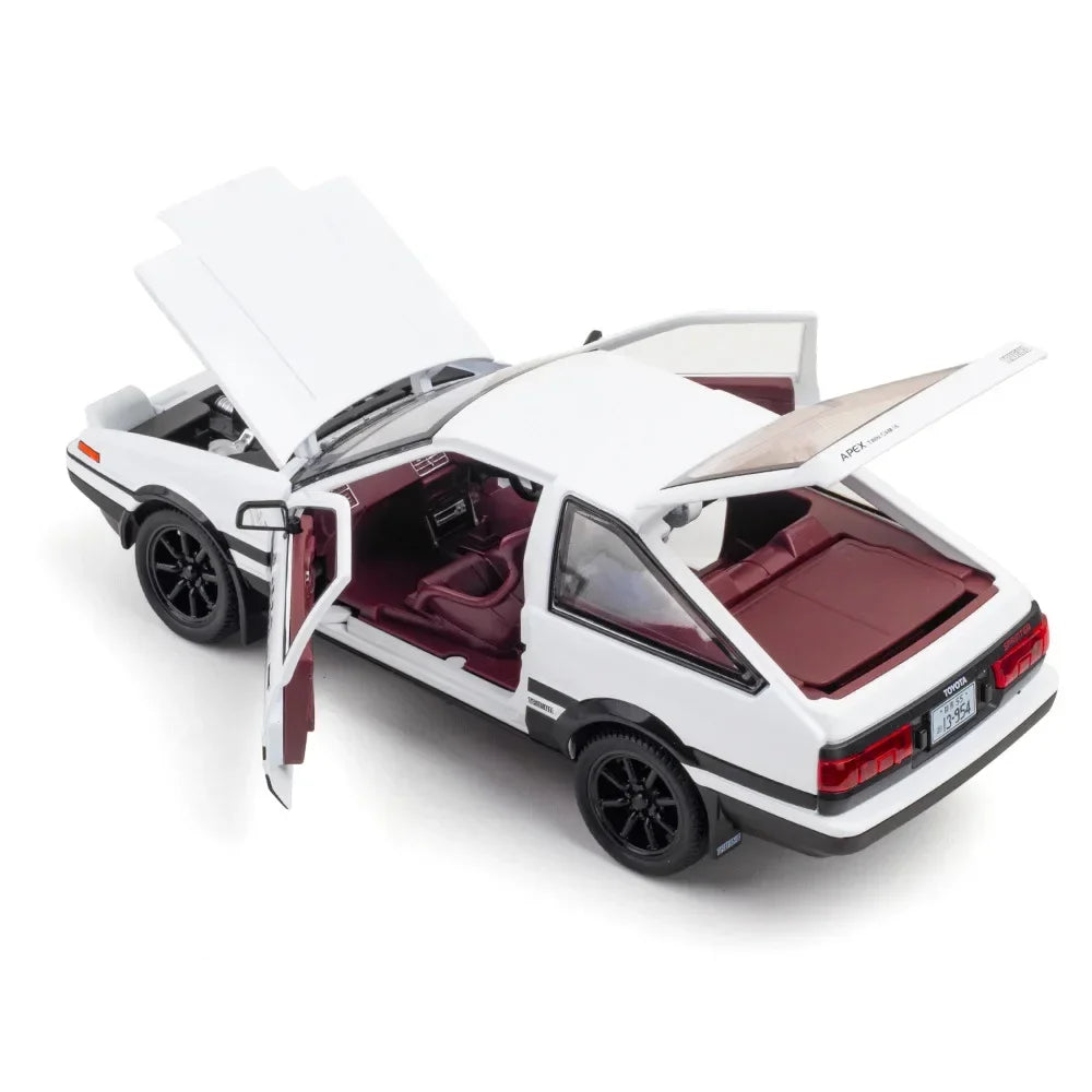 1:24 Initial D Toyota Trueno AE86 Alloy Diecast Car Model Sports Car Toys For Kids Adults Pull Back Vehicles Toy Cars Black Hood
