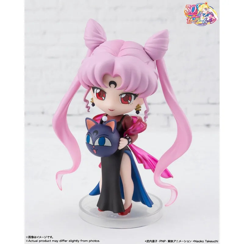 Bandai Genuine Figuarts Mini Sailor Moon Black Lady 30th Anniversary Anime Action Figure Collectible Model Toys Gift Children