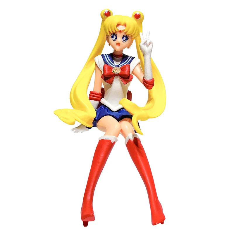 13.5cm Anime Sailor Moon Model Hino Rei Car Accessories Collection PVC Doll Sailor Mars Jupiter Mercury Venus Figures Toys Gifts