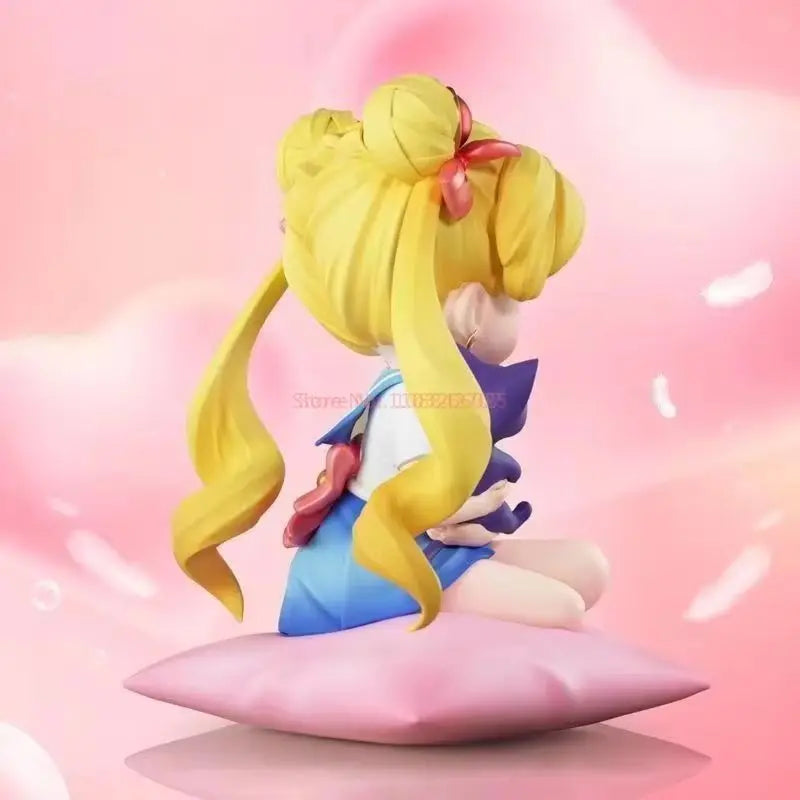 New Q-Style Sitting Sailor Moon & Usagi Tsukino Gk Statue - Anime Collectible Figure, Kawaii Desktop Decor For Fans Gifts
