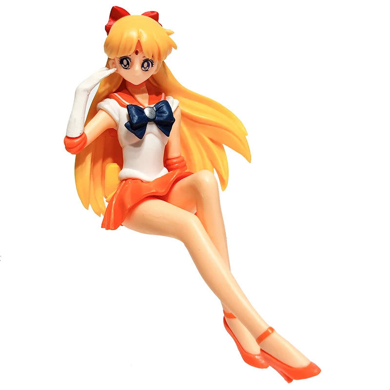 13.5cm Anime Sailor Moon Model Hino Rei Car Accessories Collection PVC Doll Sailor Mars Jupiter Mercury Venus Figures Toys Gifts