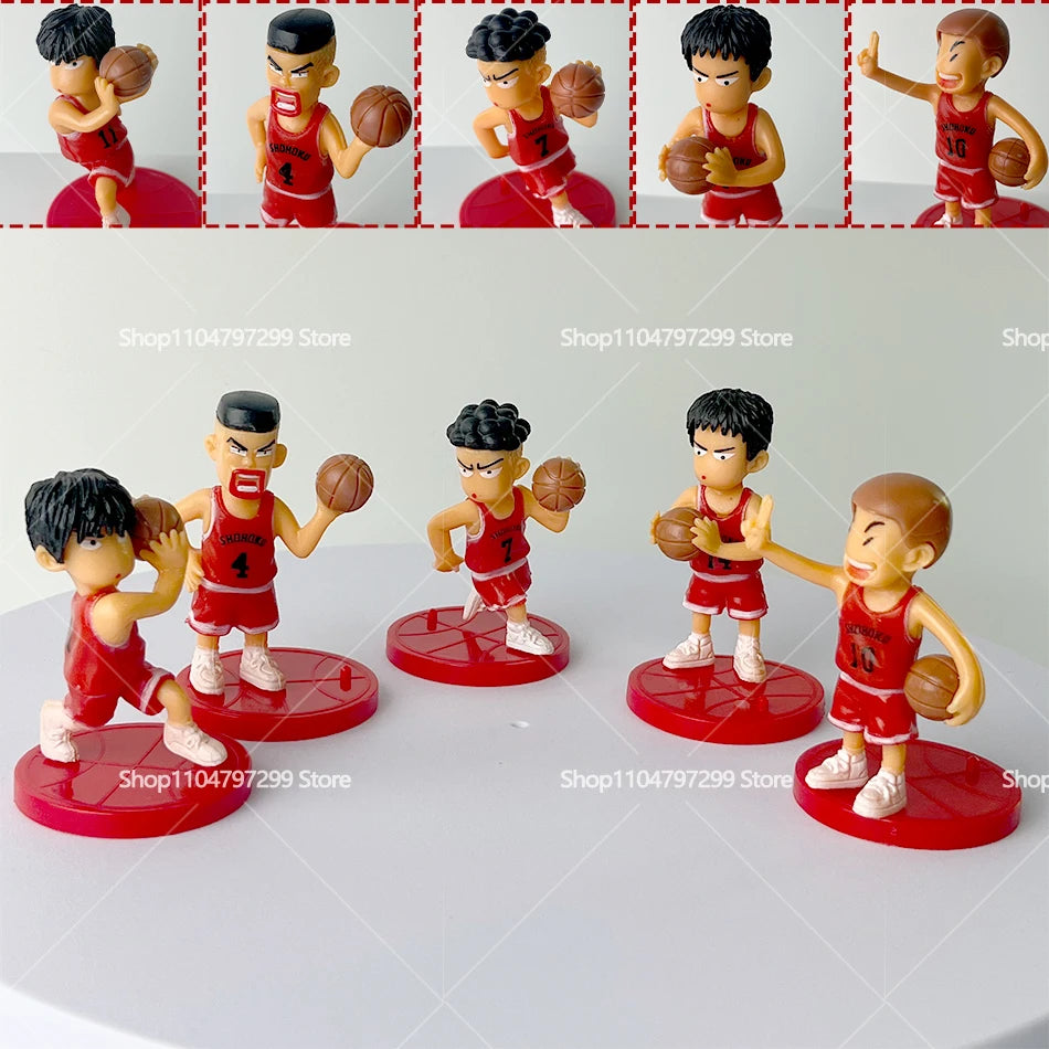 5PCS Slam Edition Sakuragi Hanamichi Ryukawa Maple Shobei Basketball Team Doll Handmade Ornament Car Decoration Toys