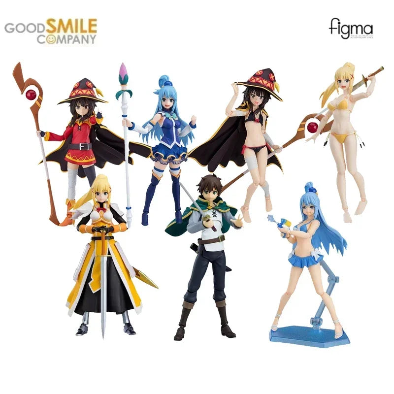 Good Smile Genuine figma God's Blessing on This Wonderful World! Aqua Kazuma Megumin Anime Action Figures Toys Kids Gift Model