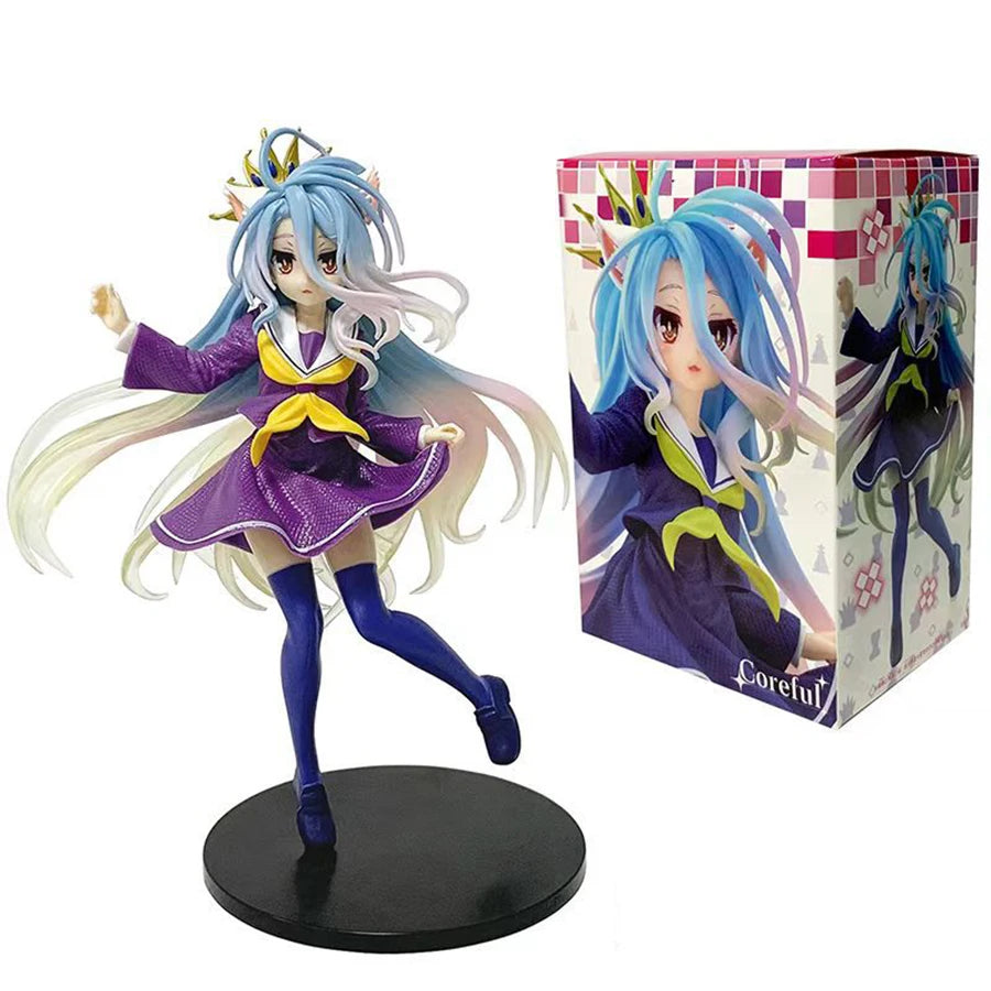 10cm No Game No Life Anime Figure Desktop Cute Cat Ear Shiro Action Figure Room Decorations PVC Adult Collection Model Doll Toys