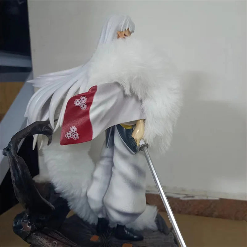 28cm Inuyasha Sesshomaru Phoenix Era Tree Statue Standing Position Anime Figure Collectible Model Desktop Decoration Gift