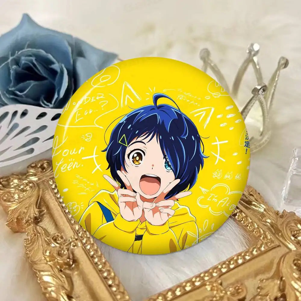 Wonder Egg Priority 58mm Cute Anime Figure Icon Badge Handmade Tinplate Brooch For Backpack Clothes Chest Ornament Gifts