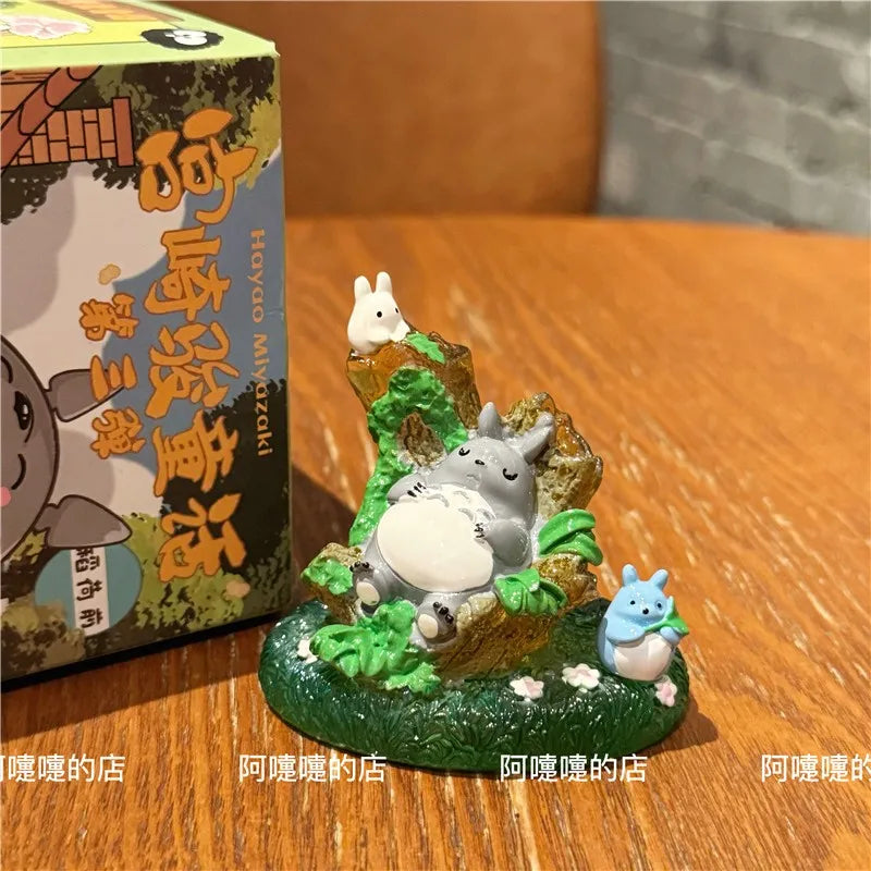 Totoro Blind Box Anime Figure By Miyazaki Wind Elf Glowing Night Light Mystery Box Decor Birthday Gift Collectible Kid Toy