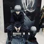 In Stock 19CM Ghoul Anime Figure Kaneki Ken Figurine Sitting Posture 2 Heads Arms PVC Statue Decor Collection Model Gift Toys